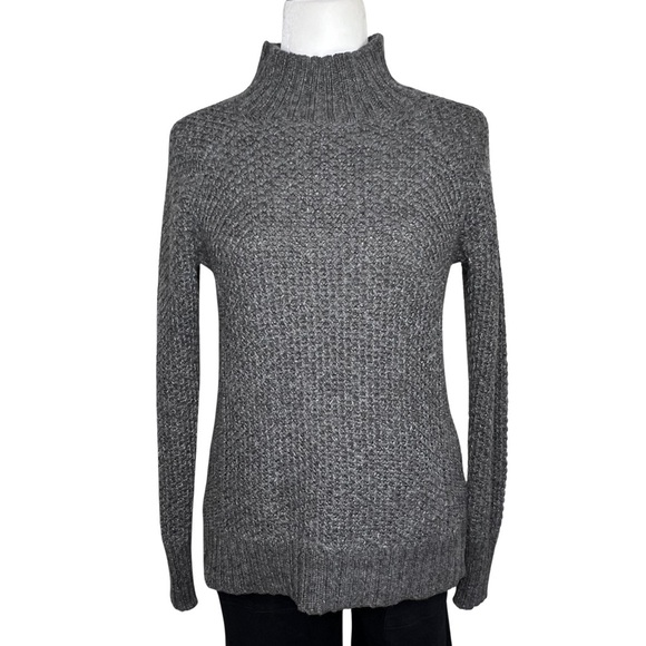 AEO Sweater Cabin Jegging Wool Blend Mock Neck Chunky Honeycomb Gray Small S - Picture 1 of 15
